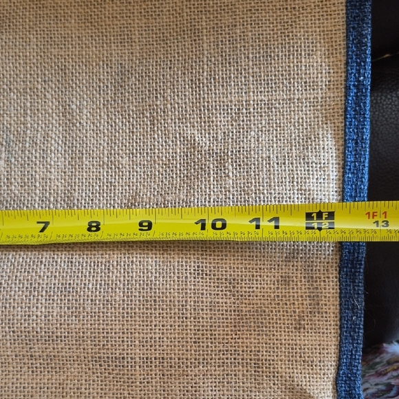 Nautical Anchor Tote Bag - Tan and Blue Burlap Striped Anchor - Picture 6 of 9